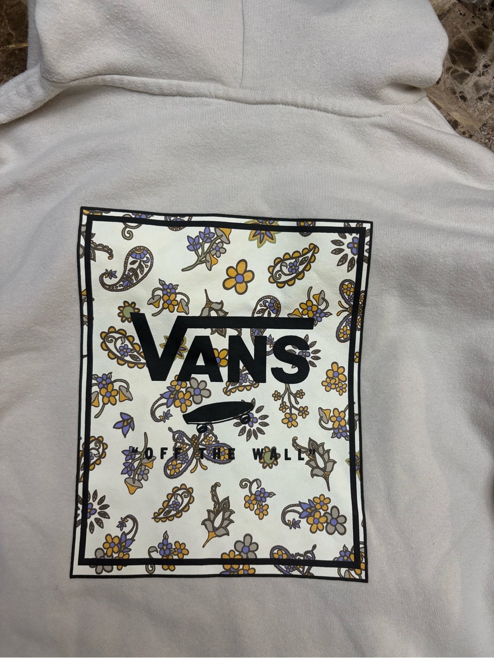 Vans Cream Hoodie with Floral Logo Back Print medium - Picture 3 of 8
